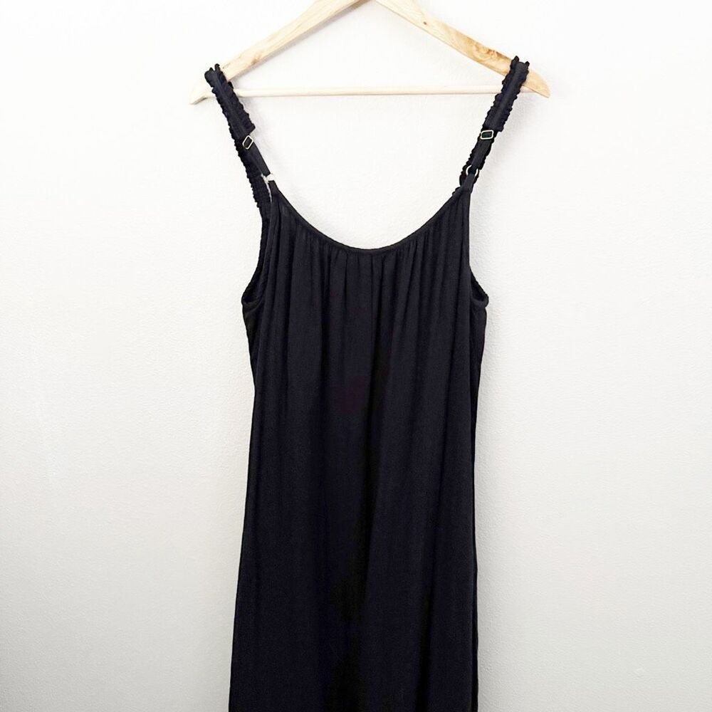 ASPIGA | Frankie Midi Dress Organic Cotton Black Ruffle Strap Gold | Size Large - Picture 9 of 13